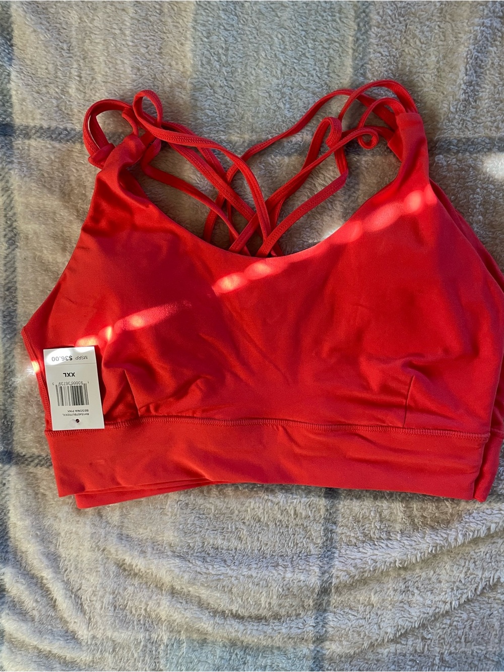 Bare Necessities Bright Red Strappy Sports Bra with Crisscross Back